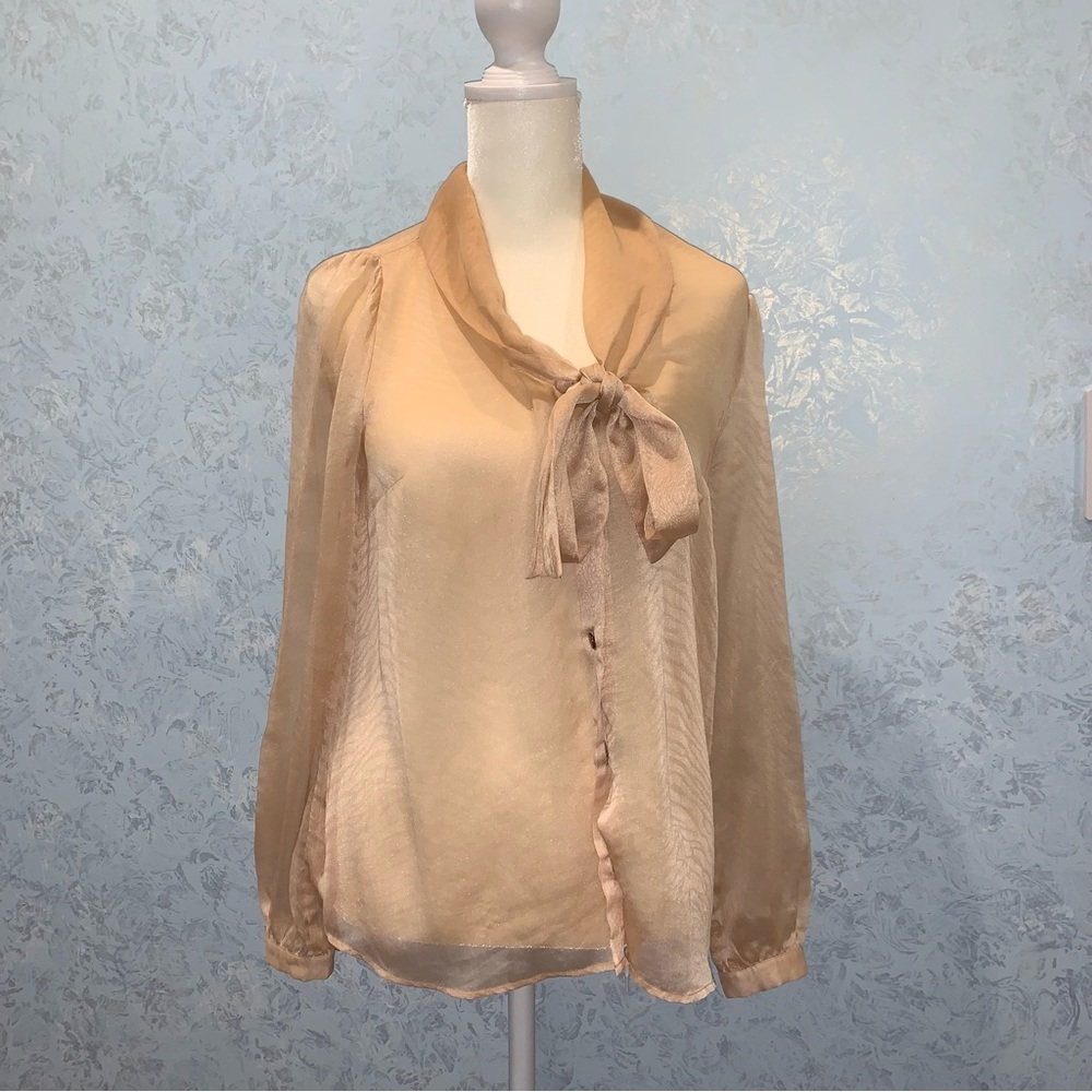 See through nude button down blouse